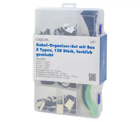LogiLink Sada kabelových organizérů / Organizér kabelů / 8 druhů / 128 ks / UL94V-2