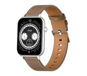COLMi C28 stříbrná, hnědý kožený řemínek / Chytré hodinky / AMOLED 1,93palce / Bluetooth volání / IP6X