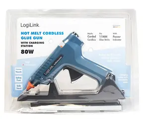 LogiLink Aku lepicí pistole modrá / Lepicí pistole / 80 W / O 11,2 mm / 100-200 °C / se stojánkem