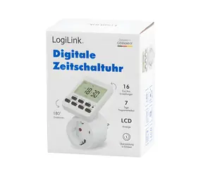 LogiLink Spínací hodiny digitální bílé / Spínací hodiny / Týdenní program / 16 programů / 3500 W / IP20