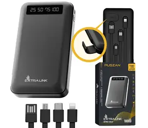 Extralink EPB-083 černá / Power banka / 10 000 mAh / USB-C / vestavěný displej
