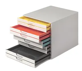 Durable Varicolor 10 vícebarevná, bílá / Zásuvková skříňka / 10 zásuvek / plast / stohovatelná