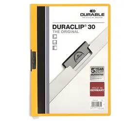 Durable Duraclip Original 30 žlutá / Rychlovazač s klipem / A4 / PVC / 30 listů