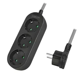 LogiLink Prodlužovací kabel 3 zásuvky 1,5 m černá / Prodlužovací kabel / 230V / 16A / IP20