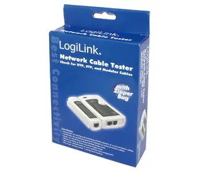 LogiLink WZ0010 / Tester síťových kabelů / RJ11 / RJ12 / RJ45 / 9 LED / baterie 9V