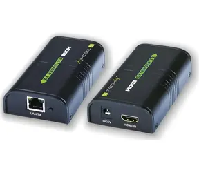 Techly HDMI extender po IP síti černá / HDMI extender / Ethernet / dosah 120 m / Full HD 1080p