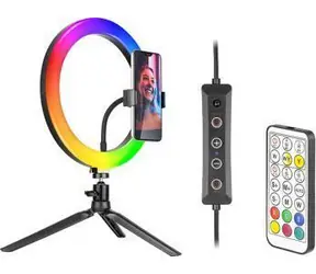 Tracer RGB Ring 26 cm / Kruhové LED světlo / stativ na telefon / dálkové ovládání / 18 barev