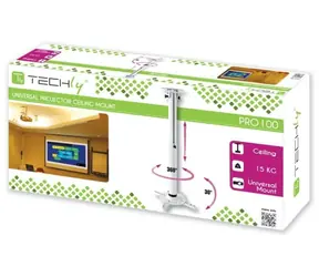 Techly 022267 / Stropní držák pro projektor / 50-77 cm / 15 kg / bílá