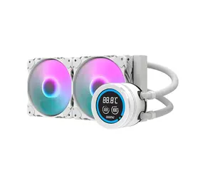 darkFlash DN-D240 bílá / AiO chladič CPU / 240 mm / LCD displej / 2× 120 mm ARGB / Intel + AMD