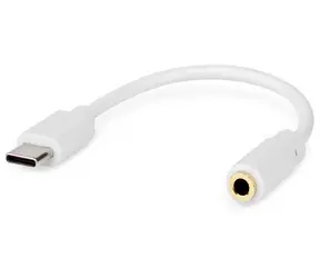 Nedis adaptér USB-C - Jack 3,5 mm bílý / Adaptér / Kulatý kabel / 10 cm