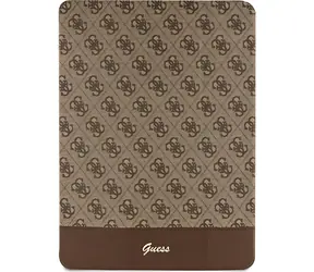 Guess 4G Folio hnědá / Pouzdro / Apple iPad Pro 12.9" (2020/2021/2022) / Stripe Allover