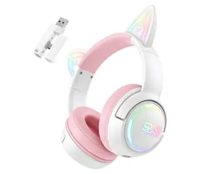 ONIKUMA GT838 růžová / Herní sluchátka / Bluetooth 5.3 / RGB / výdrž 10 h / USB-C