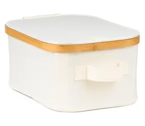G21 Úložný box bambusový s víkem béžový / Úložný box / 24 x 30 x 15 cm
