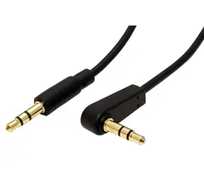 OEM Audio kabel Jack 3,5mm (M) - Jack 3,5mm (M) lomený 90° černý / Audio kabel / 1,5 m
