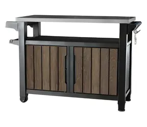 Keter UNITY XL Walnut / Grilovací stolek / 207 l / venkovní úložný box