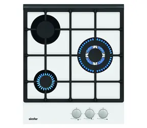 Simfer H4.305.HGSBB bílá / Plynová varná deska / 45cm / 3 hořáky vč. wok / Mechanické ovládání