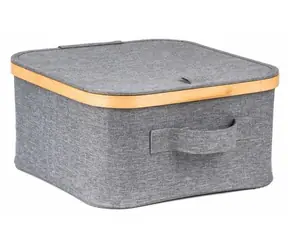 G21 Úložný box bambus s víkem šedá / Úložný box / 30 x 30 x 15 cm
