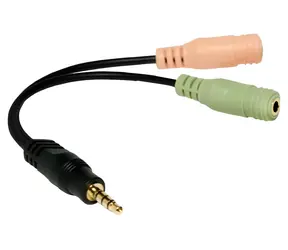 LogiLink CA0021 černá / Audio adaptér / Jack 3.5mm 4pin (M) - 2x Jack 3.5mm (F) / 0,15 m