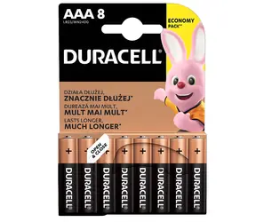 Duracell Basic MN2400 AAA / Alkalická baterie / 1,5 V / 8 ks
