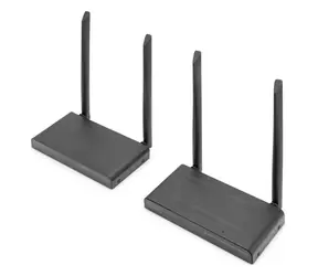 Digitus 4K Wireless HDMI KVM Extender Set černá / Bezdrátový HDMI extender / KVM / 150 m / 4K 30Hz / 5 GHz