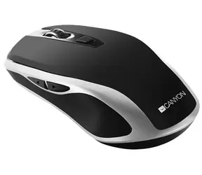 CANYON Silent myš s bezdrátovým nabíjením černo-stříbrná / Optická myš / 800/1200/1600 DPI / 6 tlačítek