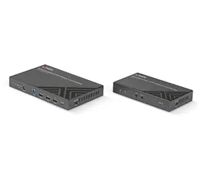 Lindy HDMI & USB-C KVM extender 70 m černá / KVM extender / HDBaseT 3.0 / Cat6a / 4K60 / HDCP 2.2