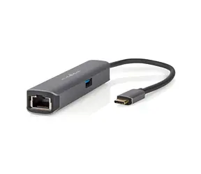 Nedis USB-C dokovací stanice 4v1 antracit / Dokovací stanice / HDMI výstup / RJ45 / USB-C PD 100 W / 5 Gbps / 0,2 m