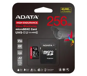 ADATA High Endurance / Micro SDXC karta / 256 GB / UHS-I U3 / Class 10 / čtení 100 MB/s / zápis 85 MB/s / + adaptér