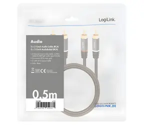 LogiLink 2x RCA (M) - 2x RCA (M) 0,5m černá / Audio kabel / pozlacené konektory / stíněný