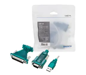LogiLink Redukce USB - RS232 zelená / Redukce / DB9 + DB25 / PL2303GT / 1,3 m / Win 11