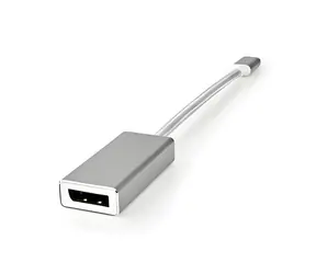 Nedis USB-C - DisplayPort adaptér stříbrná / Adaptér / USB 3.2 Gen 1 / 0,20 m / Pozlacené konektory / Opletený