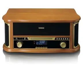Lenco TCD-2571 hnědá / Gramofon s rádiem a CD
