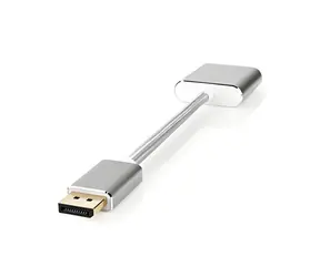 Nedis redukce DisplayPort - DVI-D 24+1 stříbrná / Redukce / 0,2 m / Pozlacené konektory / 1080p / Opletený