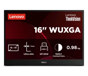 16" Lenovo ThinkVision M16 černá / Monitor / IPS / WUXGA / 60Hz / USB-C