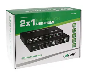 InLine 2portový HDMI KVM switch černá / KVM přepínač / 4K UHD / USB / Audio výstup