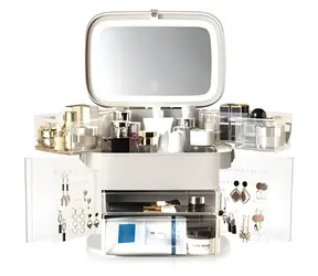 RIO Ultimate Beauty Storage Box / Kosmetický úložný box se zrcátkem / stmívatelné LED osvětlení