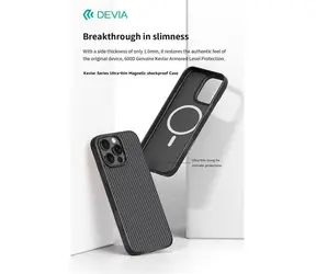 Devia Kevlar Magnetic iPhone 16 Plus černá / Ochranný kryt / Ultratenký / Odolný proti nárazu