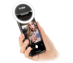 SBS Selfie kruhové světlo černá / LED světlo / pro smartphone