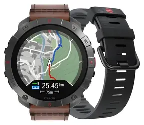 Polar Grit X2 Pro Titanium hnědá, kožený řemínek / Chytré hodinky / Titanové pouzdro / Velikost M/L