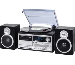 Trevi TT1072 DAB černá / Gramofon s rádiem & CD přehrávačem / 33 & 45 & 78 RPM / FM/AM/DAB+ / BT/USB