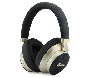 Guess PU 4G Gold Script Metal Logo černá / Sluchátka / Bezdrátová TWS / ENC potlačení hluku