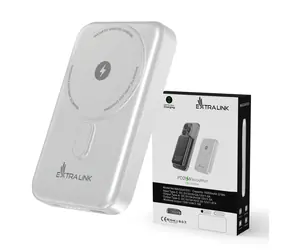Extralink MagSafe bílá / Powerbanka / 10 000 mAh / MagSafe / PD 20W+15W / USB-C, USB-A