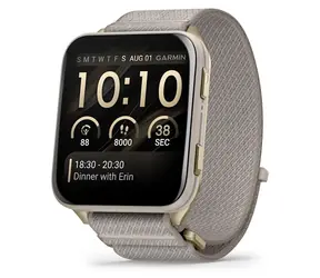 Garmin Venu X1 zlatá, šedý řemínek / Chytré hodinky / GPS / 2" AMOLED / BT / Wi-Fi / NFC / 5 ATM