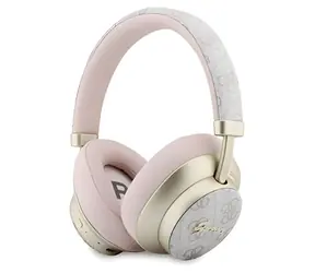 Guess PU 4G Gold Script Metal Logo růžová / Sluchátka / Bezdrátová TWS / ENC potlačení hluku