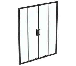 Ideal Standard posuvné sprchové dveře 160 cm, černá/čiré sklo / Sprchové dveře / čtyřdílné / 1600x1955 mm / sklo 6mm