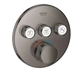 GROHE Termostatická sprchová baterie Hard Graphite / Podomítková / 3 ventily / SmartControl / SafeStop 38 °C