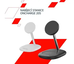 CANYON OnCharge 205 černá / Bezdrátová nabíječka / pro 2 zařízení současně / 30W adaptér / USB-C kabel 1m