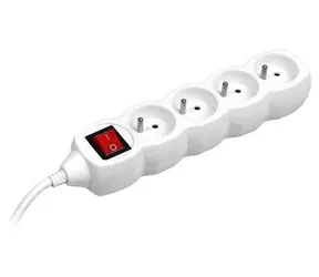 Tracer prodlužovací kabel se 4 zásuvkami bílá / Prodlužovací kabel / vypínač / 3 m