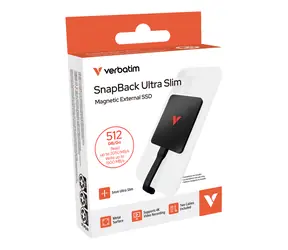 Verbatim SnapBack Ultra Slim SSD 512 GB černá / Externí SSD / USB-C 3.2 Gen 2x2 / čtení: 2050 MB/s / zápis: 1900 MB/s