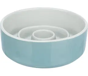 TRIXIE Keramická miska proti hltání šedomodrá / Miska pro psy a kočky / 0,45 l / o 14 cm